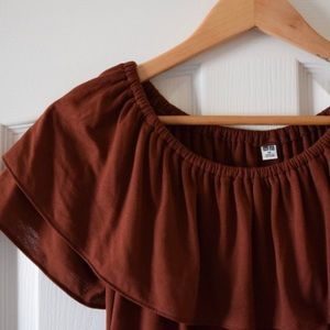 Uniqlo Burnt Orange Off the Shoulder Top